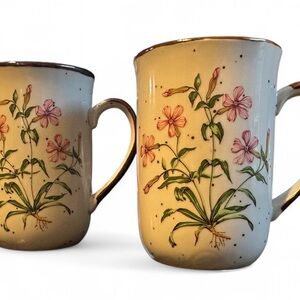 Vintage Set of Wild Pink No. 101 Japan Floral Mugs